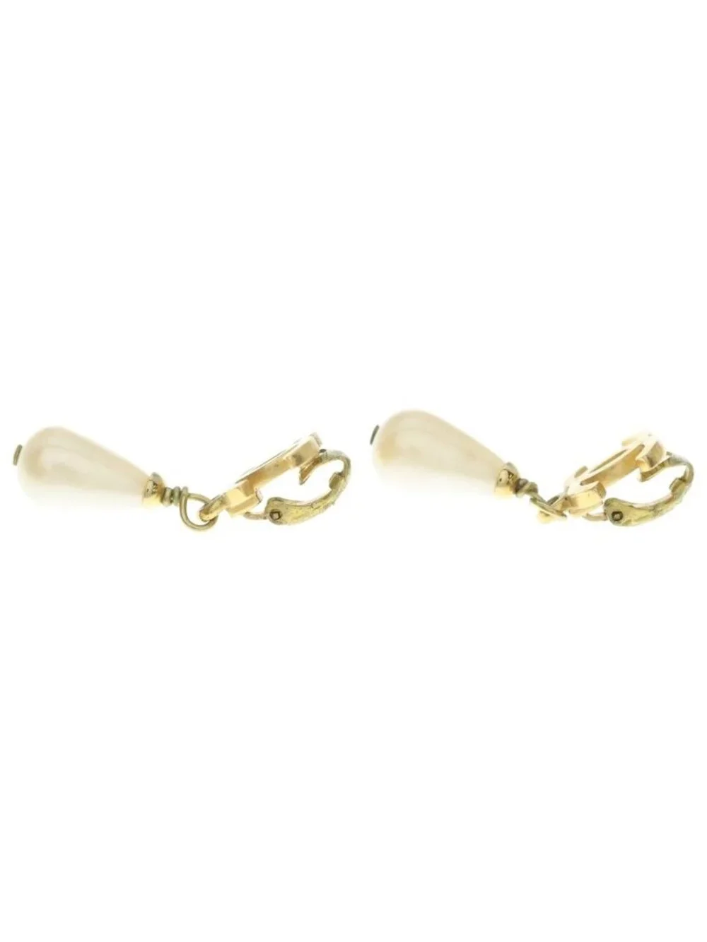 Chanel Faux Pearl Earrings Gold